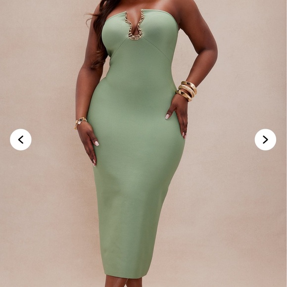 Fashion Nova Dresses & Skirts - Fashion Nova Green Strapless Bodycon Midi Dress